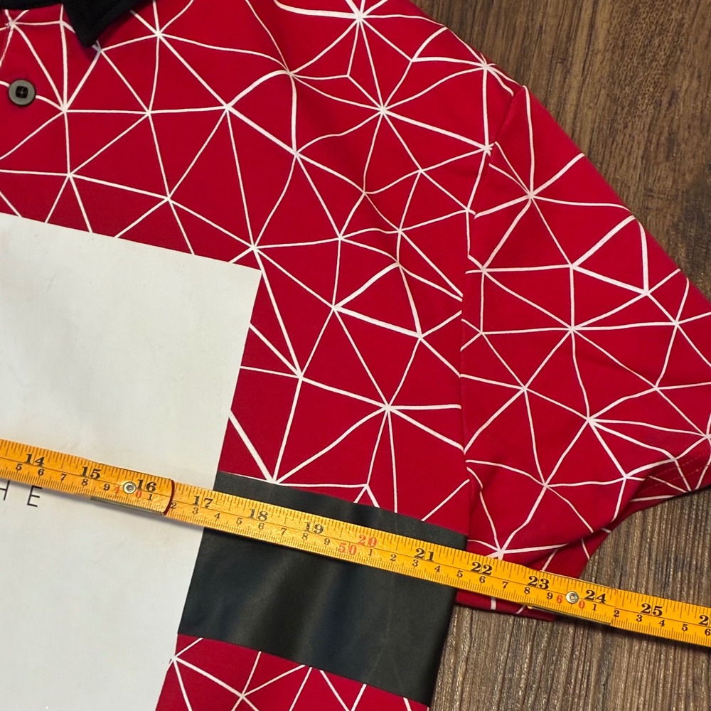 Vie+Riche Paris Polo Shirt Men's XXL Red Geometric Print Short Sleeve Casual - Picture 5 of 9